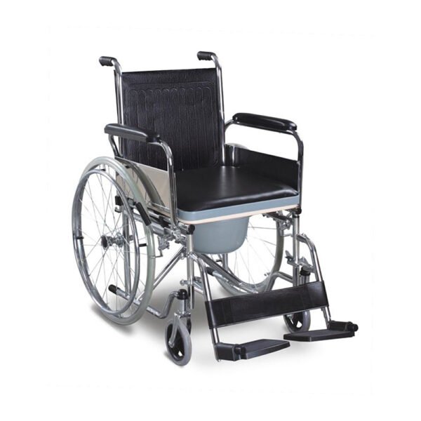 Commode Wheelchair With Plastic top And Rexine Seat at MS Medicals