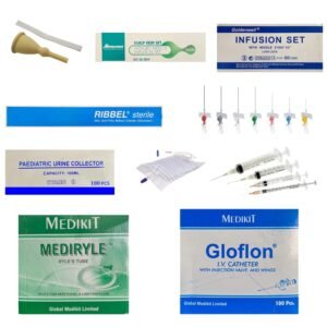 CATHETERS, CANNULAS, IV SETS, URINE BAGS AND SYRINGES